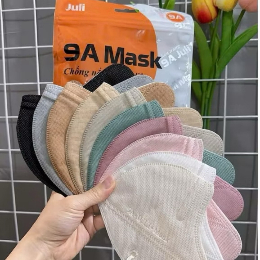 Set 100c Khẩu Trang 9A JULI 5 lớp kháng khuẩn form to che kín gò má