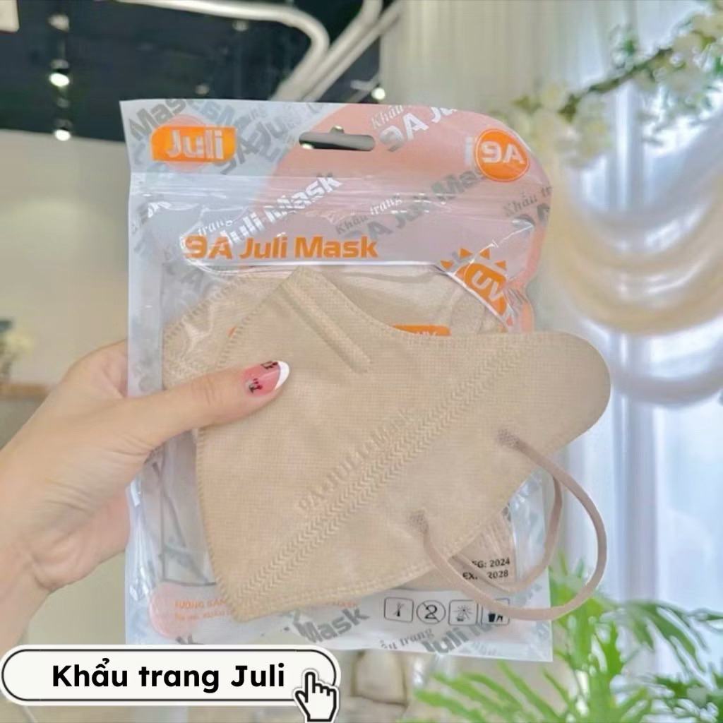 Set 100c Khẩu Trang 9A JULI 5 lớp kháng khuẩn form to che kín gò má