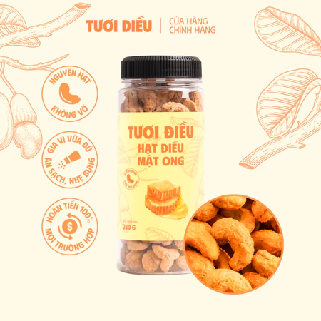 Hạt điều mật ong Tươi Điều 280g (ngọt thơm hương mật)