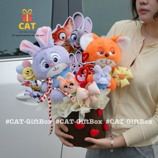 🎁 SET QUÀ / BÓ HOA GẤU BÔNG CHỦ ĐỀ ZOOTOPIA, Bó Hoa Gấu Bông Zootopia | Nick & Judy | Quà Sinh Nhật – Liên Hoan Cho Bé