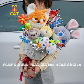 🎁 SET QUÀ / BÓ HOA GẤU BÔNG CHỦ ĐỀ ZOOTOPIA, Bó Hoa Gấu Bông Zootopia | Nick & Judy | Quà Sinh Nhật – Liên Hoan Cho Bé