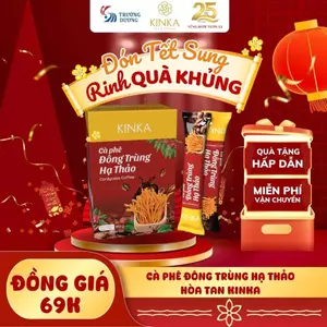 KINKA Cà phê Đông Trùng Hạ Thảo hòa tan, cà phê năng lượng - 180gr (10 gói x 18gr)