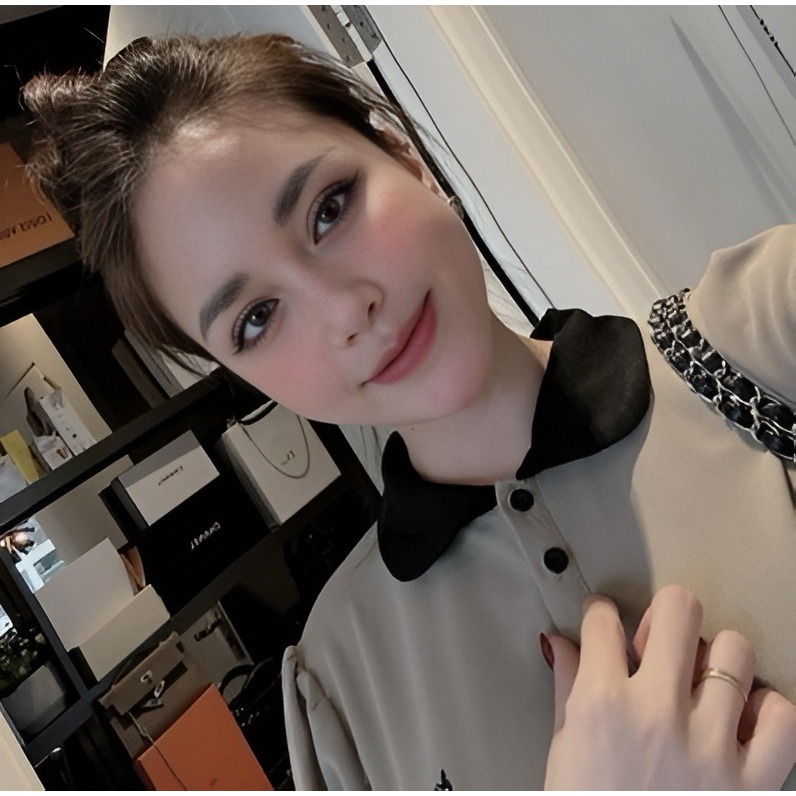 Đầm nữ bầu bigsize basic form to chubby xinh xám nâu Váy polo dáng dài suông rộng thêu ngựa phối cổ đen cộc tay  T1224G
