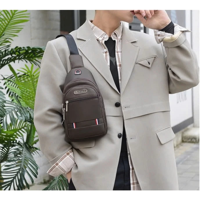 [Peinn] Túi đeo chéo nam vải canvas chống nước 3 ngăn , Combo Túi chéo nam & Bọc CCCD chống chầy xước DODANA