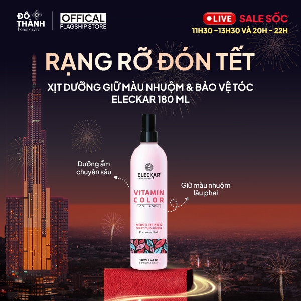 Xịt dưỡng giữ màu nhuộm Vitamin Color Moisture Kick Eleckar 180 ml