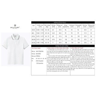 [T7_SALE 20%_HT] Áo Polo Trắng Thiết Kế Basic 9APCT053TRK Biluxury Thoáng Mát Bền Màu