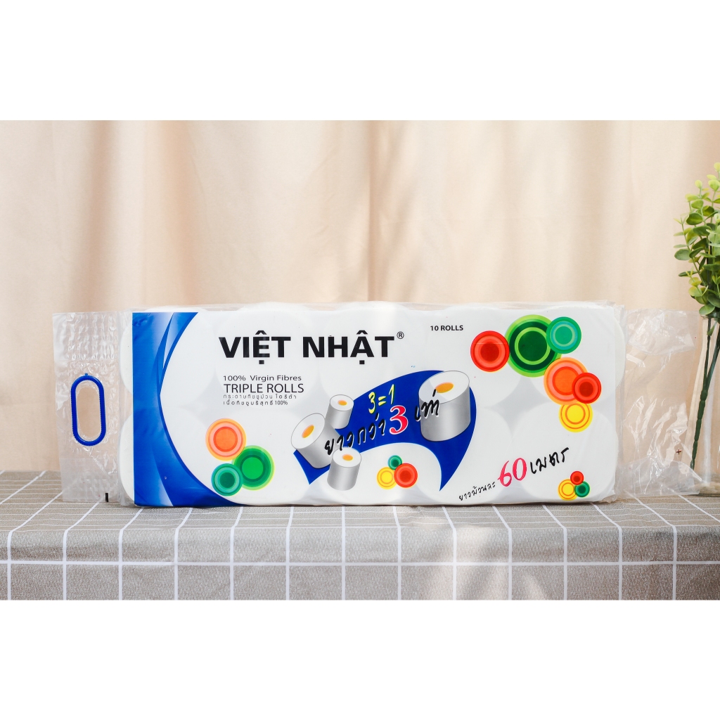 Giấy Vệ Sinh Việt Nhật Bóng Không Lõi/Có Lõi 10 Cuộn 4 Lớp Tan Nhanh, An Toàn, Thấm Hút Tốt, Đạt Chuẩn Chất Lượng