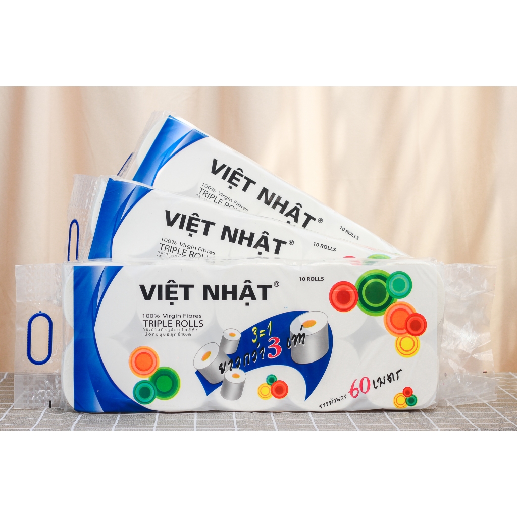 Giấy Vệ Sinh Việt Nhật Bóng Không Lõi/Có Lõi 10 Cuộn 4 Lớp Tan Nhanh, An Toàn, Thấm Hút Tốt, Đạt Chuẩn Chất Lượng