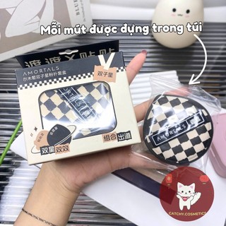 [AMORTALS] Set 2 Bông Mút AMORTALS Sao Song Tử Nâu Kèm Hộp Đựng