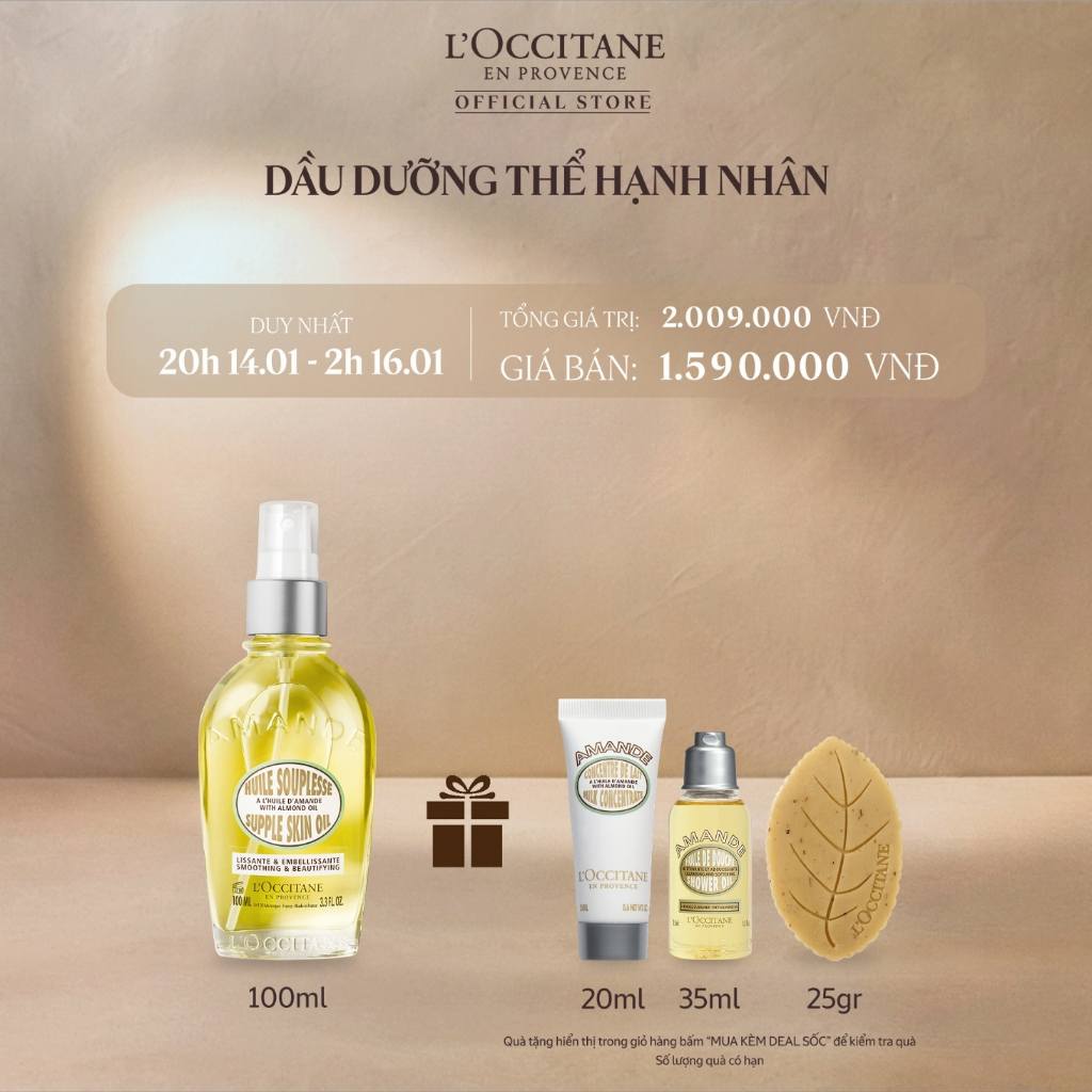 Dầu Dưỡng Thể Hạnh Nhân L'Occitane Almond Supple Skin Oil 50ml /100ml
