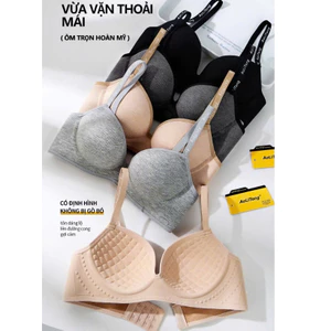 Áo Lót Nữ Cup 3D Cotton Tăm Không Gọng Đệm Massage Mỏng 1Cm Nâng Ôm Dáng Aolitong