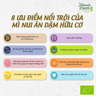 Mì Nui Ăn Dặm Hữu Cơ Hình Vỏ Sò Bio Junior 200g Cho Bé Từ 10 Tháng Tuổi Bổ Dưỡng – Natural Market