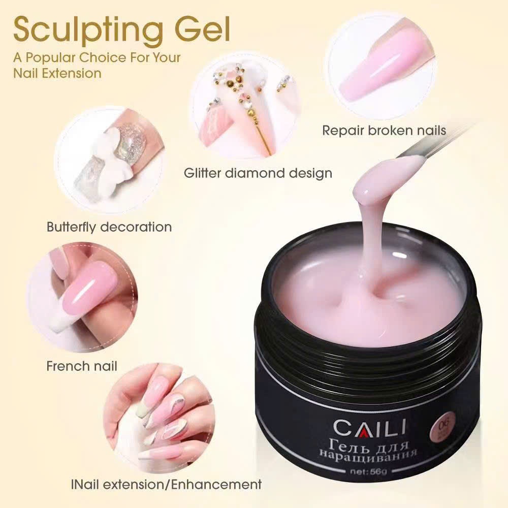 Gel nối dài móng tay Builder 56g lọ to 6 màu nhanh chóng thương hiệu Caili chính hãng