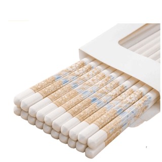 SET 5 ĐÔI ĐŨA SỨ Dùng Trong Gia Đình, Nhà Hàng Chịu Nhiệt, Sang Trọng - Đũa Sứ Hoạ Tiết Hoa Phong Cách HOÀNG GIA Cao Cấp