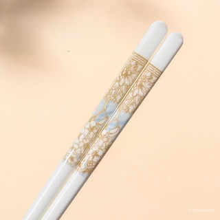 SET 5 ĐÔI ĐŨA SỨ Dùng Trong Gia Đình, Nhà Hàng Chịu Nhiệt, Sang Trọng - Đũa Sứ Hoạ Tiết Hoa Phong Cách HOÀNG GIA Cao Cấp