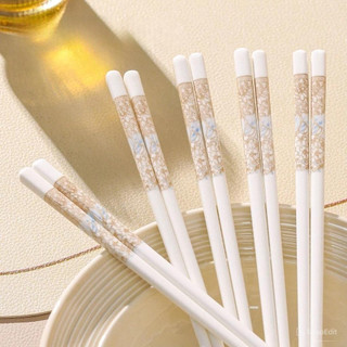 SET 5 ĐÔI ĐŨA SỨ Dùng Trong Gia Đình, Nhà Hàng Chịu Nhiệt, Sang Trọng - Đũa Sứ Hoạ Tiết Hoa Phong Cách HOÀNG GIA Cao Cấp