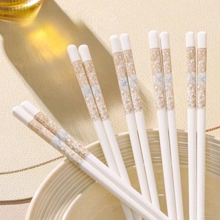SET 5 ĐÔI ĐŨA SỨ Dùng Trong Gia Đình, Nhà Hàng Chịu Nhiệt, Sang Trọng - Đũa Sứ Hoạ Tiết Hoa Phong Cách HOÀNG GIA Cao Cấp