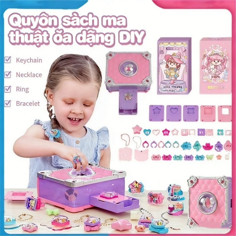 Bộ làm vòng tay móc chìa khóa sách ma thuật DIY trang sức trẻ em đồ chơi cho bé gái