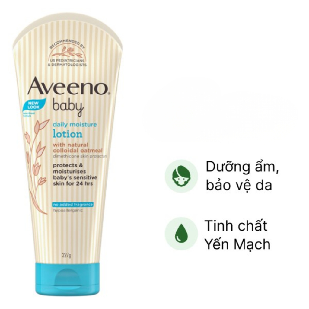 Sữa Dưỡng Thể Aveeno Baby 227g | Dưỡng Ẩm 24h | Không Hương Liệu, An toàn cho bé