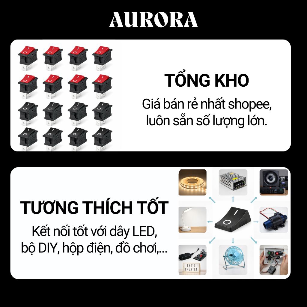 Công Tắc Bập Bênh KDC1-11 3A/250VAC 2 Chân - 8.5x13.5mm