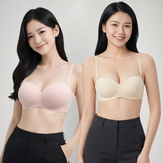 Áo Ngực Nữ Cup Ngang Mút Vừa Nâng Ngực, Áo Lót Không Gọng Đúc Su Mềm Mịn AMYBRA A820