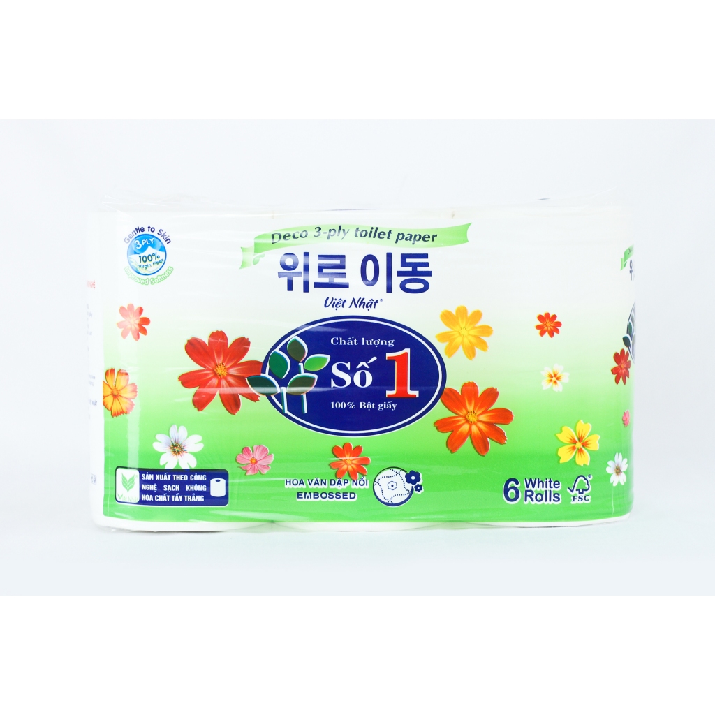 COMBO 2 Giấy Vệ Sinh Việt Nhật Số 1 Không Lõi 6 Cuộn 4 Lớp, Tan Nhanh, An Toàn, Thấm Hút Tốt, Đạt Chuẩn Chất Lượng