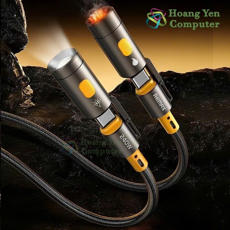 Cáp Sạc Đa Năng Remax CB21 C-C 240W 1.2m – Tích Hợp Bật Lửa & Đèn Pin – BH 6 Tháng – Hoàng Yến Computer