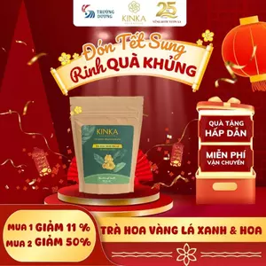 KINKA - Trà Hoa Vàng Gia Lai - Lá Xanh & Hoa KINKA Túi tiết kiệm - 60 gói x 2g