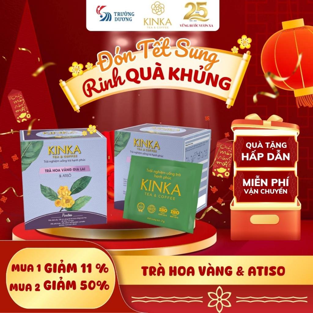 KINKA Trà Hoa Vàng Gia Lai & Atiso - hỗ trợ chức năng gan, chống oxy hoá - Hộp 20 gói x 2g