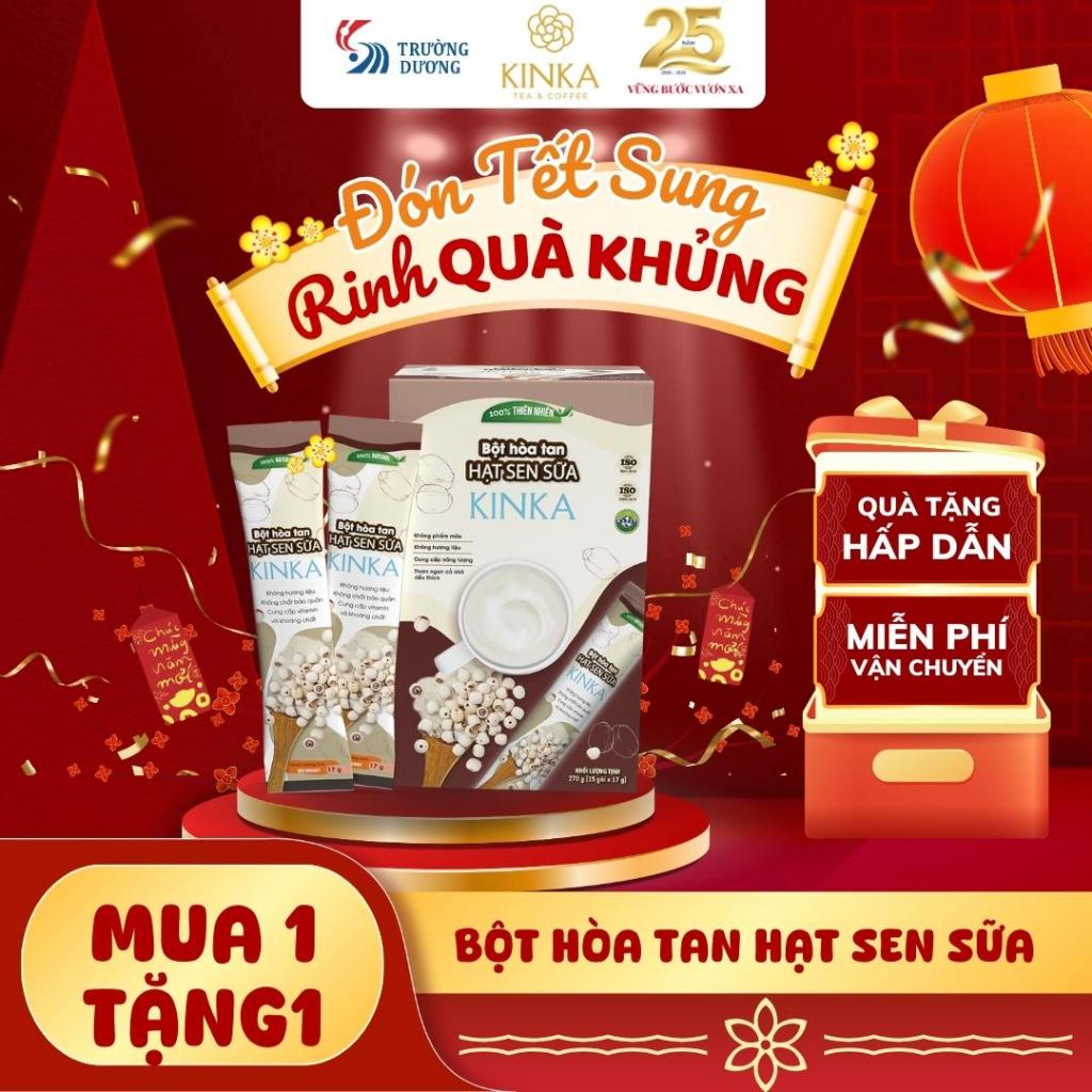 KINKA Bột Hạt Sen sữa hoà tan, Hộp 255g (15 gói x 17g) - thơm béo, phù hợp ăn chay