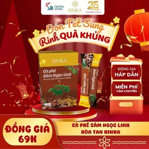 KINKA Cà phê Sâm Ngọc Linh hòa tan, sánh mịn - 180g (10 gói x 18g)