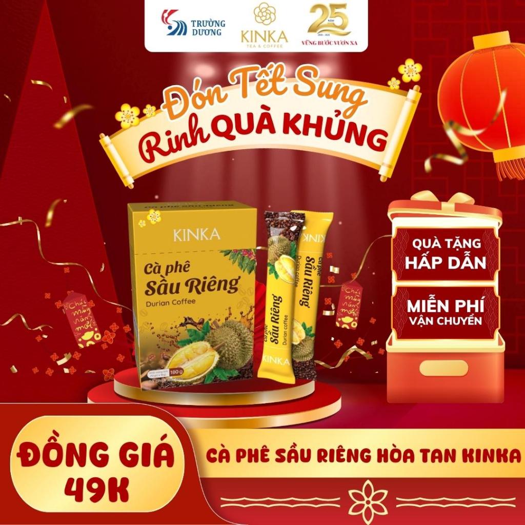 KINKA Cà phê sầu riêng - béo ngậy, cà phê hoà tan sánh mịn, tỉnh thức 180gr (10 gói x 18gr)