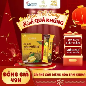 KINKA Cà phê sầu riêng - béo ngậy, cà phê hoà tan sánh mịn, tỉnh thức 180gr (10 gói x 18gr)