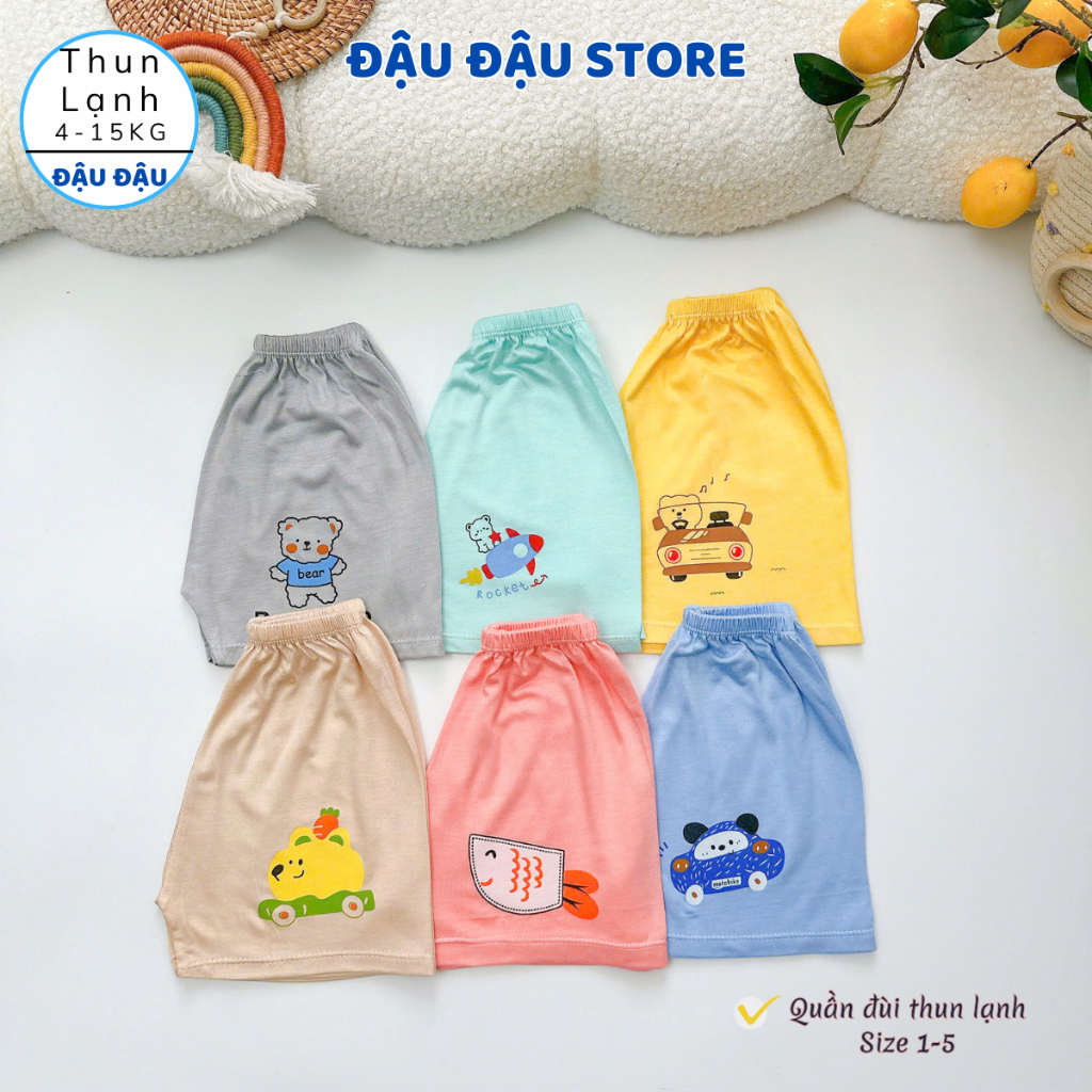 Set 5 - 10 Quần Đùi Quần Chục Thun Lạnh Màu Cho Bé Gái Bé Trai 4-15kg Vải Mềm Mát Phối Họa Tiết [QL16] Đậu Đậu Store