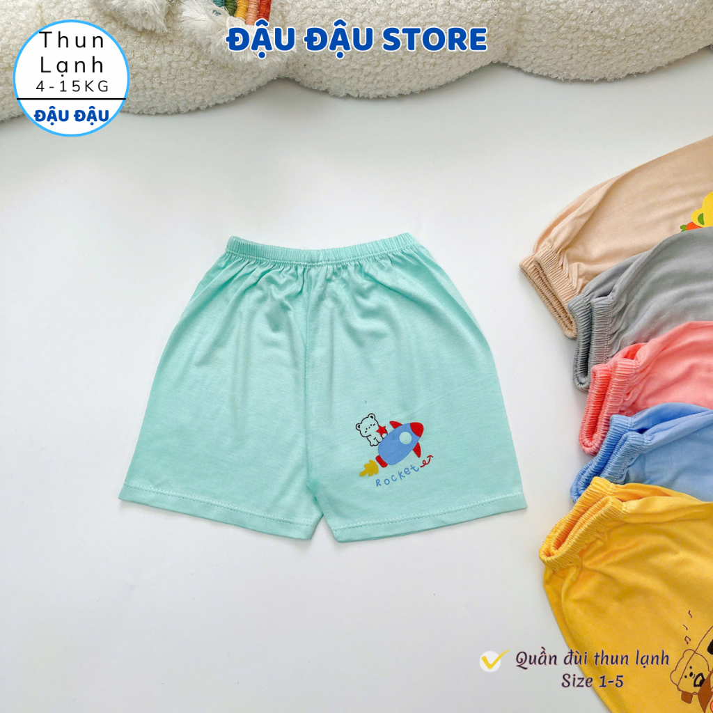 Set 5 - 10 Quần Đùi Quần Chục Thun Lạnh Màu Cho Bé Gái Bé Trai 4-15kg Vải Mềm Mát Phối Họa Tiết [QL16] Đậu Đậu Store