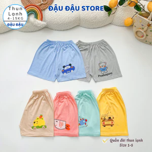 Set 5 - 10 Quần Đùi Quần Chục Thun Lạnh Màu Cho Bé Gái Bé Trai 4-15kg Vải Mềm Mát Phối Họa Tiết [QL16] Đậu Đậu Store