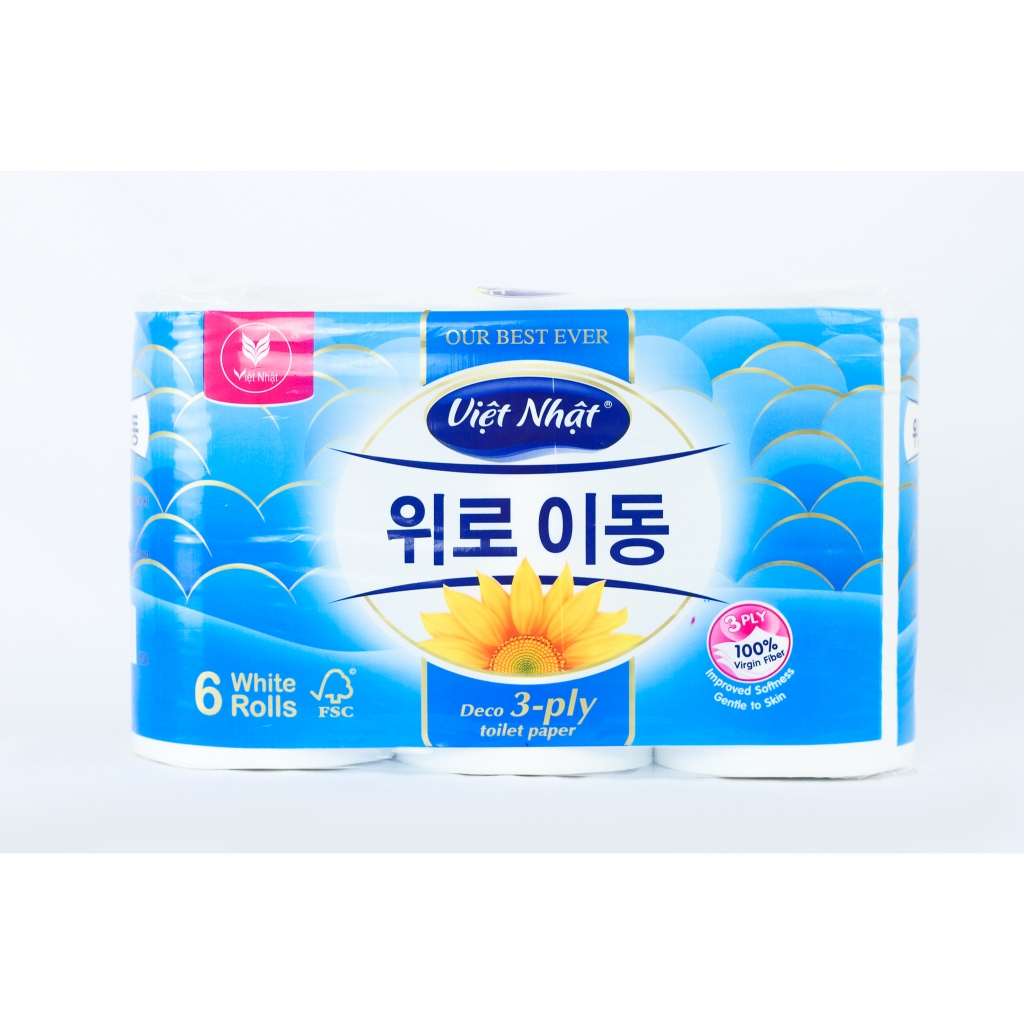 Giấy Vệ Sinh Việt Nhật Xanh 6 Cuộn 4 Lớp, Không Lõi Tan Nhanh, An Toàn, Thấm Hút Tốt, Đạt Chuẩn Chất Lượng