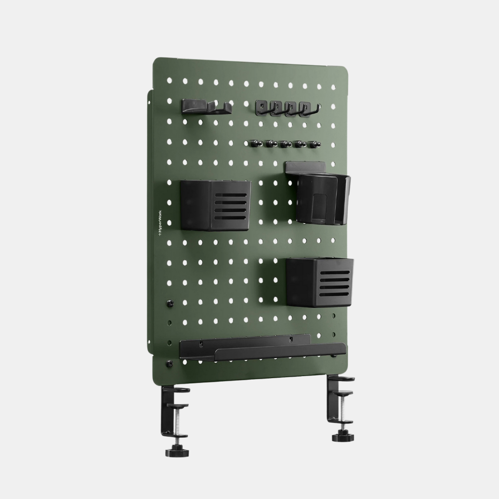 Bảng treo đồ Pegboard HyperWork PG02 Sơn tĩnh điện cao cấp, chân kẹp bàn, 14 phụ kiện đi kèm