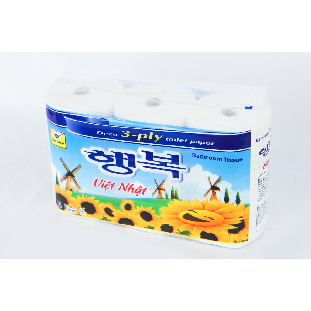 Giấy Vệ Sinh Việt Nhật Hướng Dương 6 Cuộn 4 Lớp, Không Lõi Tan Nhanh, An Toàn, Thấm Hút Tốt, Đạt Chuẩn Chất Lượng