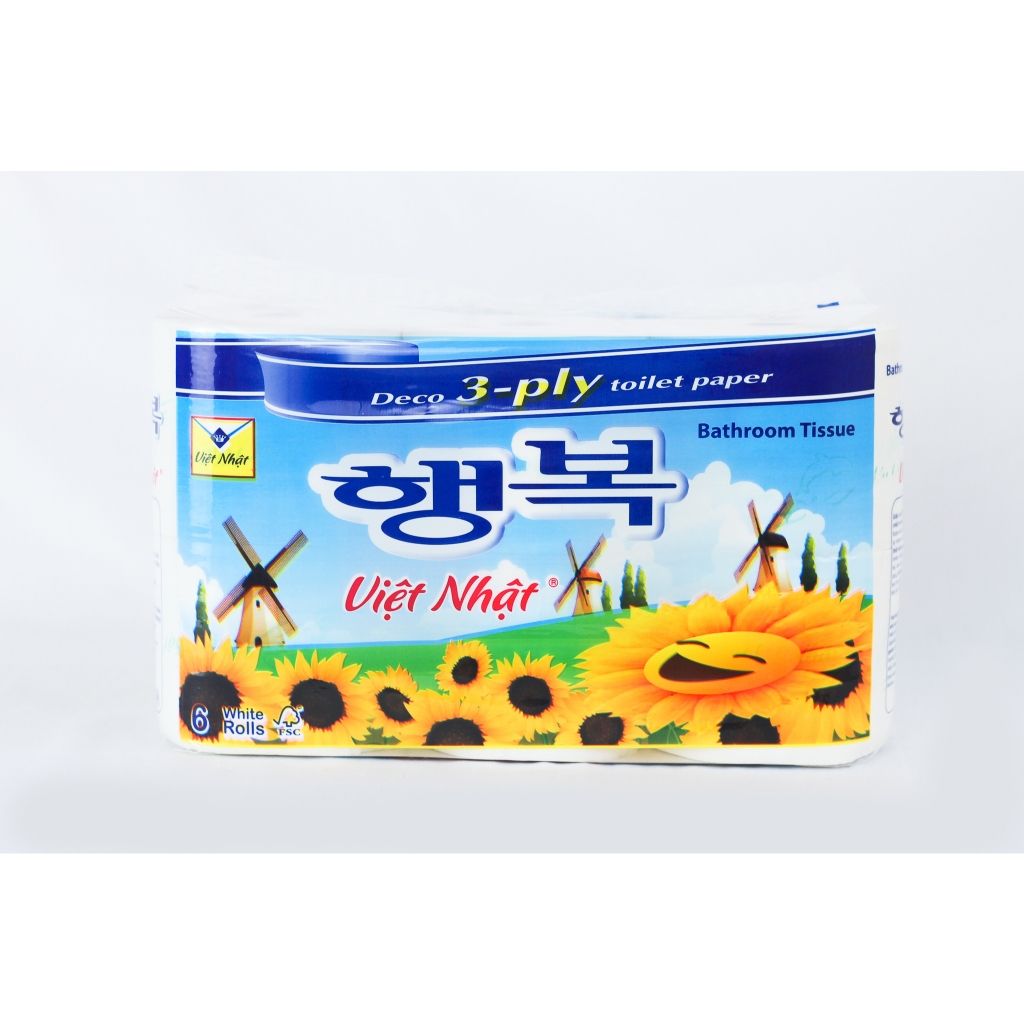 Giấy Vệ Sinh Việt Nhật Hướng Dương 6 Cuộn 4 Lớp, Không Lõi Tan Nhanh, An Toàn, Thấm Hút Tốt, Đạt Chuẩn Chất Lượng
