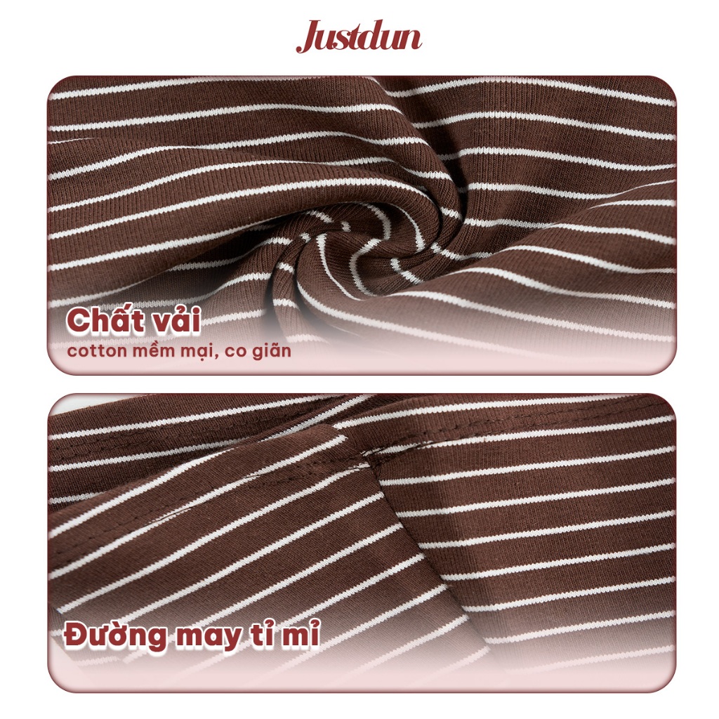 [Hàng Loại 1] Áo Ống Nữ JUSTDUN 5E - Kẻ Ngang, Áo Quây Ôm Body, Cotton Mịn, Co Giãn, Mềm Mại