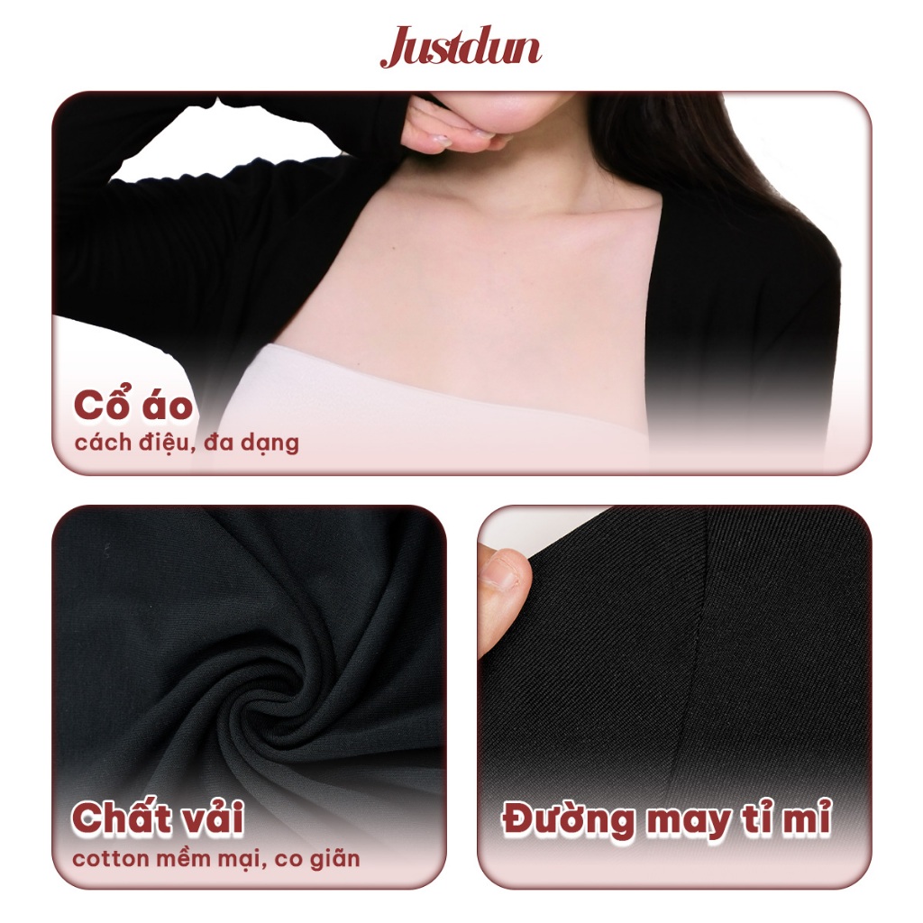 Áo Khoác Cardigan Nữ Dáng Dài JUSTDUN 304 - Vải Cotton Mịn, Mềm Mại, Thoải Mái, Dễ Phối Đồ