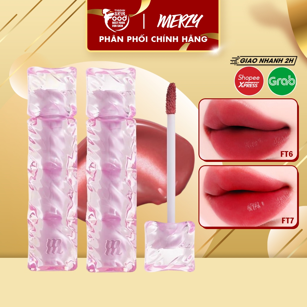 Combo - Son tint Merzy Water Fit Blur Tint mịn lì, bền màu fit môi tự ...