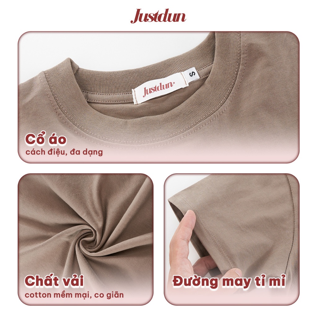 Áo Thun Nữ Baby Tee Trơn JUSTDUN A4 - Cotton 2 Chiều Co Giãn, Mềm Mại, Êm Ái, Thoải Mái, Thoáng Mát