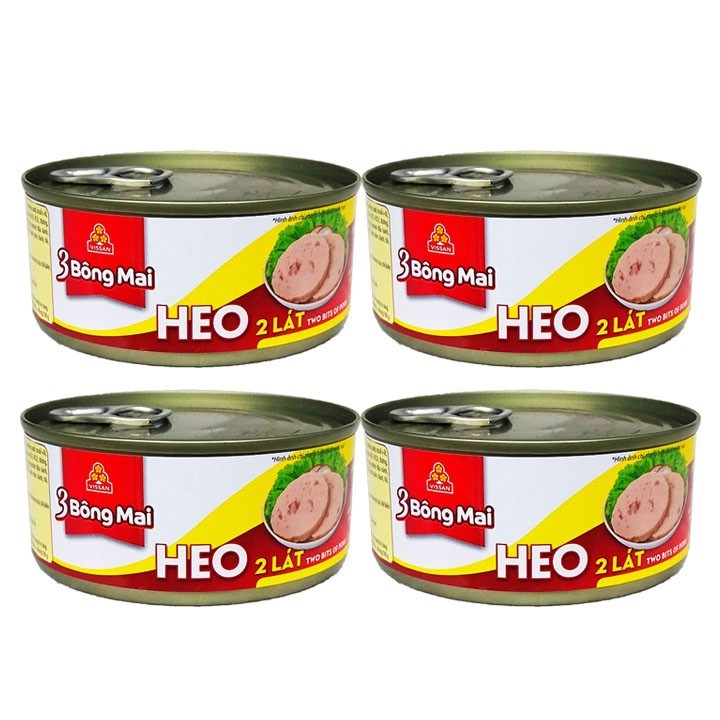Vissan Combo 4 hộp Heo 2 lát 3 Bông Mai hộp 150g