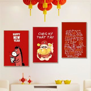 Tranh Canvas Treo Tường Chủ Đề Ngày Tết BH221 - Đồ Decor, Trang Trí Tết Cho Quán Nước, Nhà Hàng, Homestay Cao Cấp