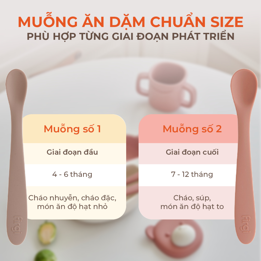 Muỗng (Thìa) Ăn Dặm Platinum Silicone Firgi Hàn Quốc Hai Giai Đoạn Cho Bé (Kèm Hộp Đựng)
