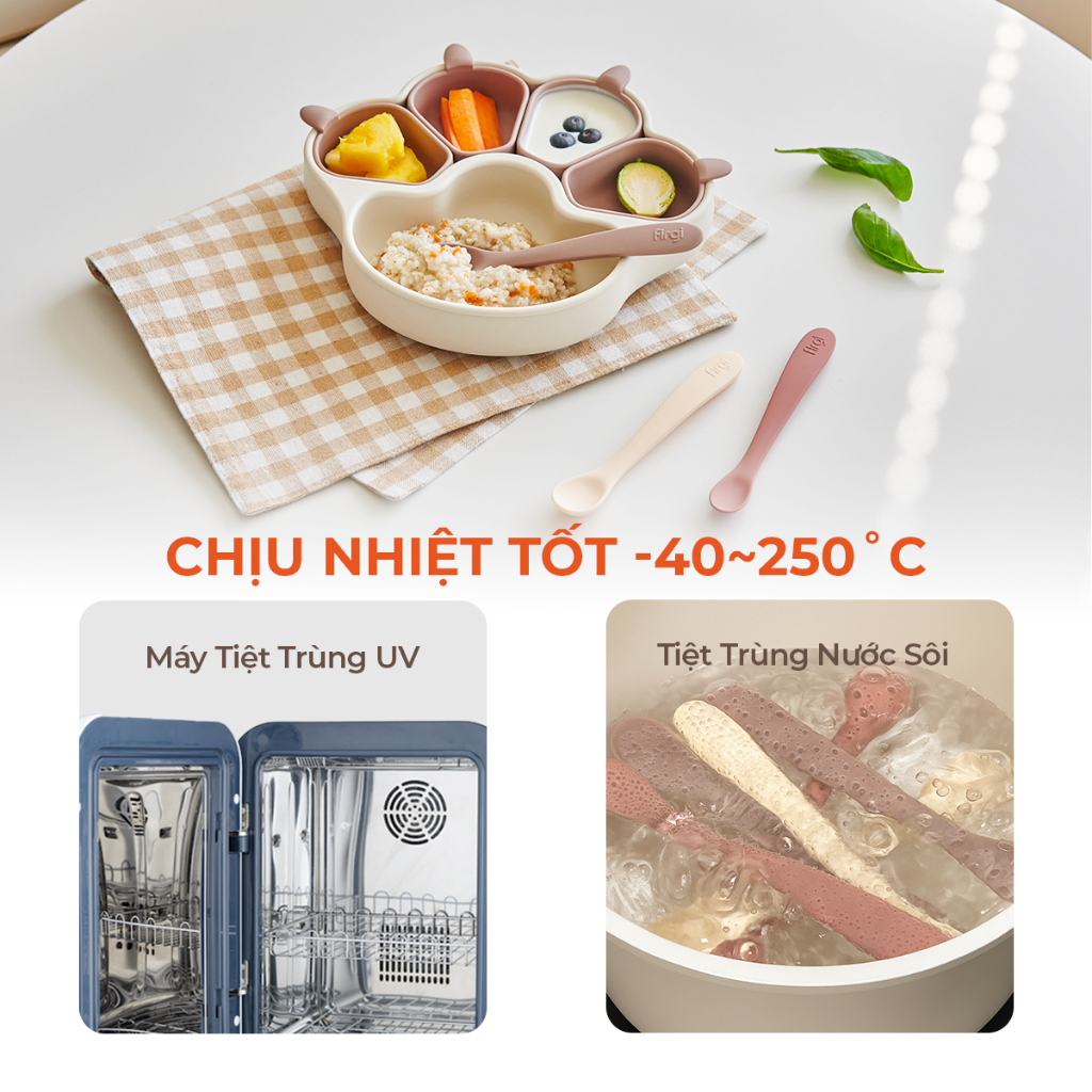 Muỗng (Thìa) Ăn Dặm Platinum Silicone Firgi Hàn Quốc Hai Giai Đoạn Cho Bé (Kèm Hộp Đựng)