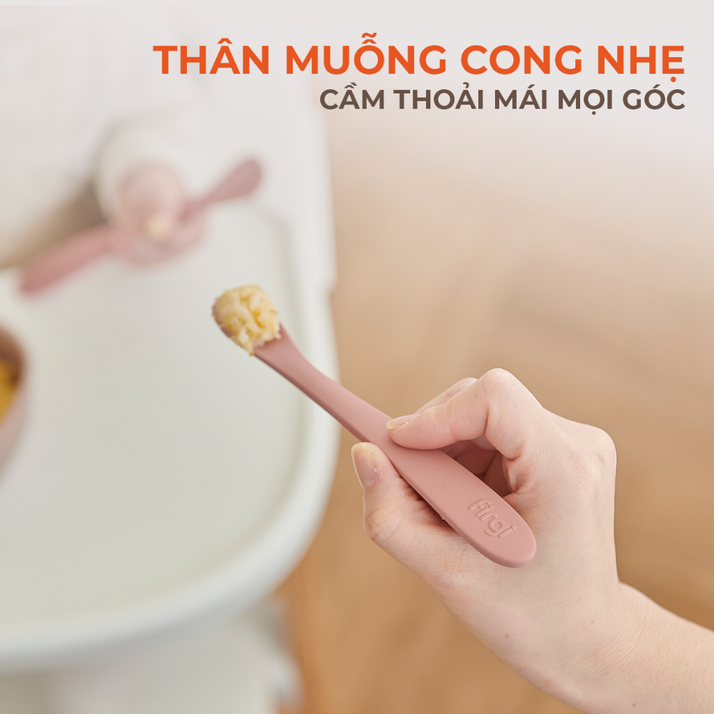 Muỗng (Thìa) Ăn Dặm Platinum Silicone Firgi Hàn Quốc Hai Giai Đoạn Cho Bé (Kèm Hộp Đựng)