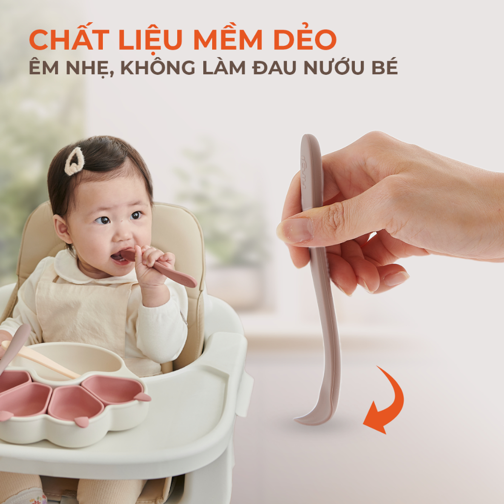 Muỗng (Thìa) Ăn Dặm Platinum Silicone Firgi Hàn Quốc Hai Giai Đoạn Cho Bé (Kèm Hộp Đựng)
